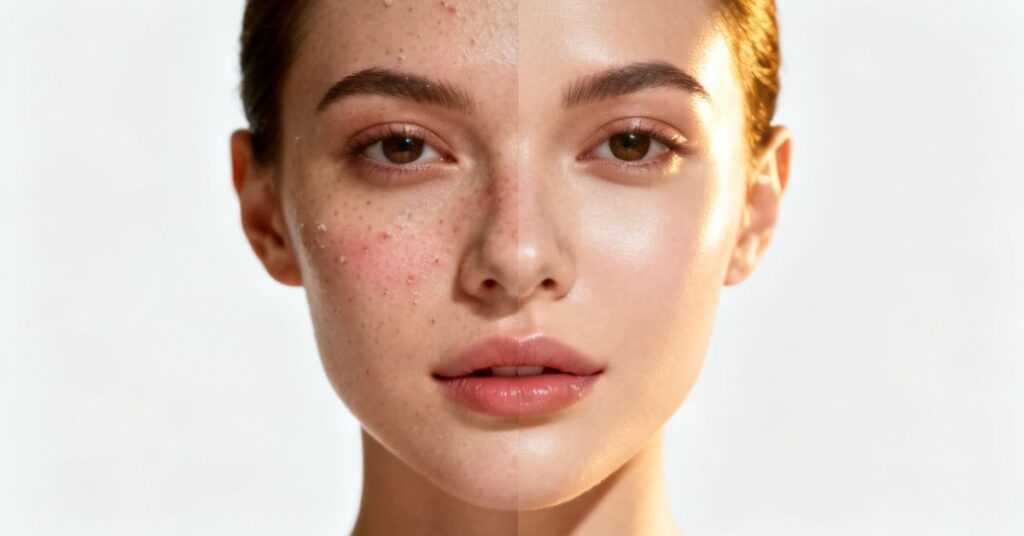 hydrated vs dry acne prone skin comparison