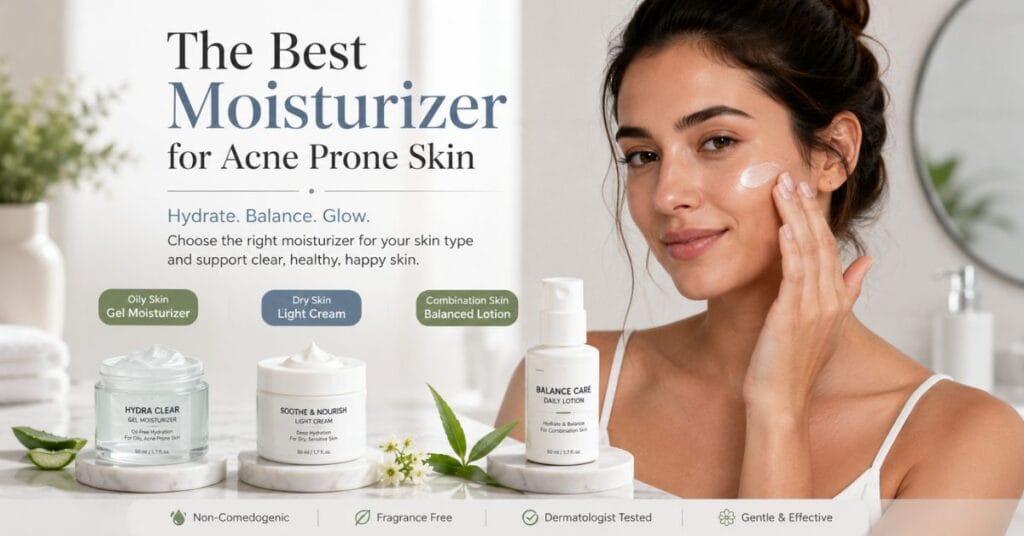Best moisturizer for acne prone skin with gel, cream, and lotion options for oily, dry, and combination skin