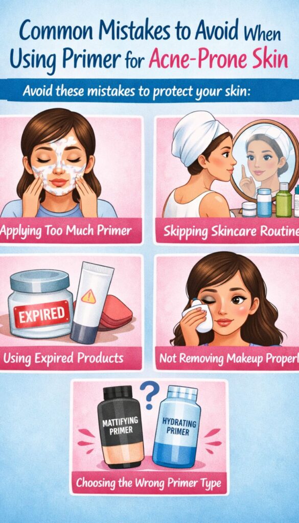 “Mistakes when using primer for acne-prone skin infographic”