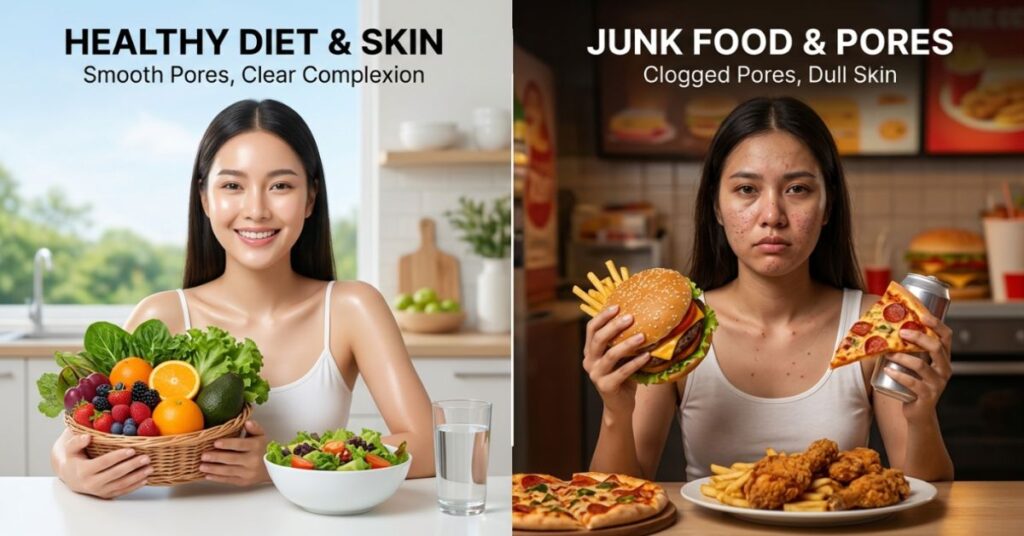 Diet and lifestyle effects on pore pores and skin health