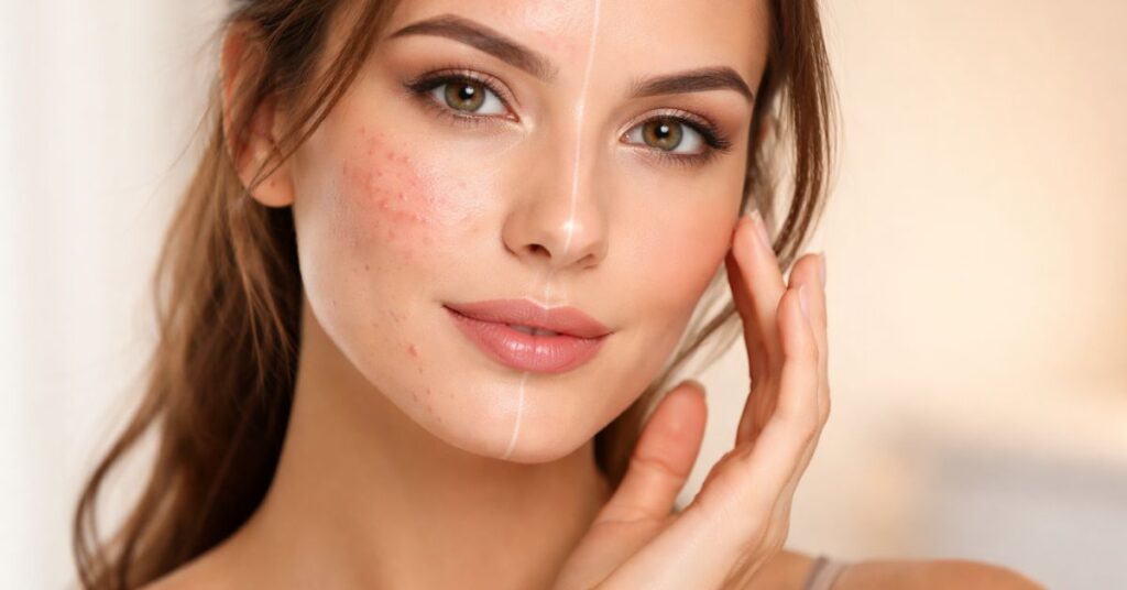 foundation for acne prone skin natural makeup look on face