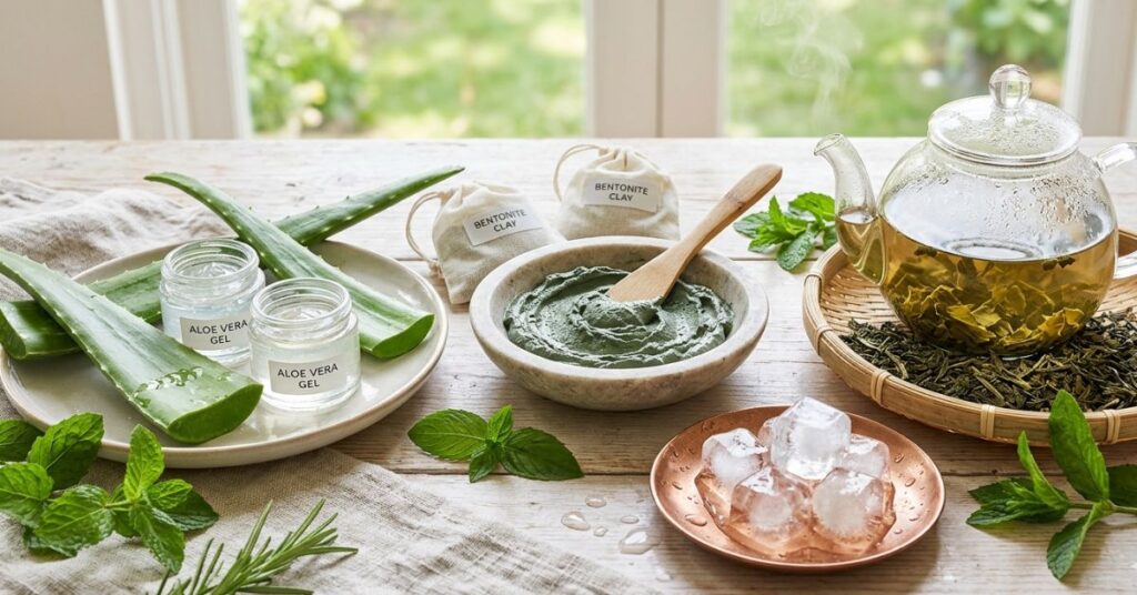 Natural remedies for pore pores care including aloe vera and clay