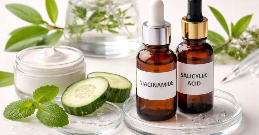 foundation for acne prone skin ingredients like salicylic acid and niacinamide