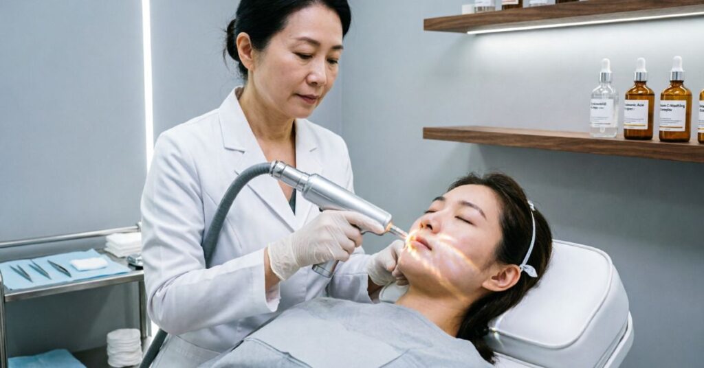 Professional treatments for pore pores like laser and facial