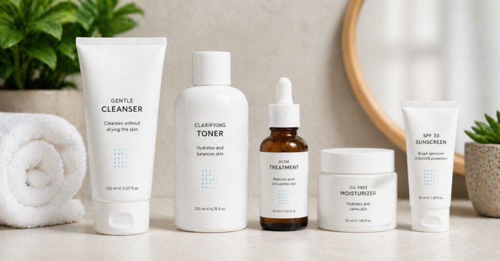 skincare routine products for shoulder acne treatment daily use
