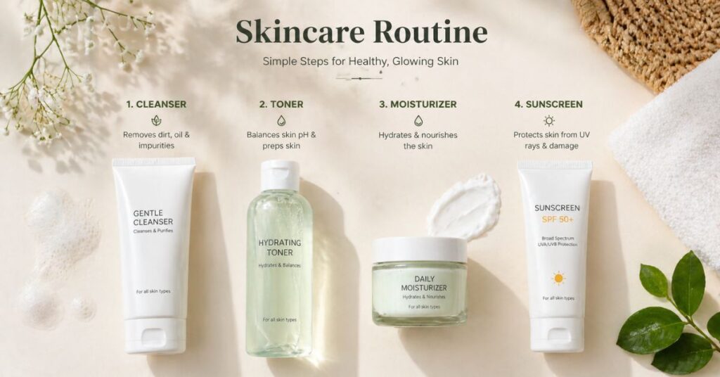 Daily skincare routine for cleaning pore pores