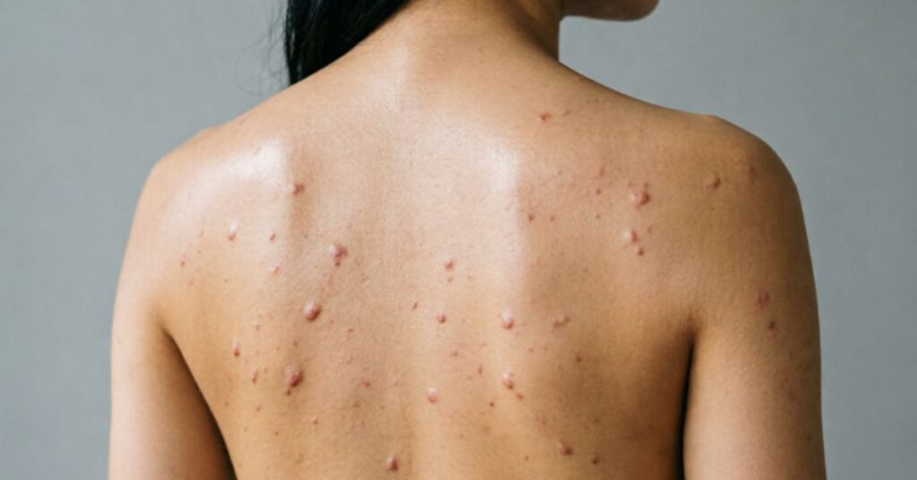 what causes back acne in females mild acne on female back natural skin close-up
