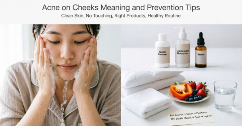  acne on cheeks meaning prevention tips clean skin avoiding touching face healthy routine skincare habits