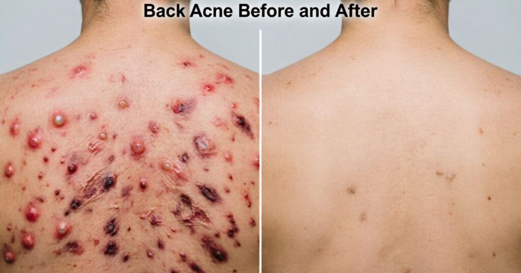 Back Acne Causes: Complete Guide to Clear Skin back acne before and after treatment showing clear skin transformation