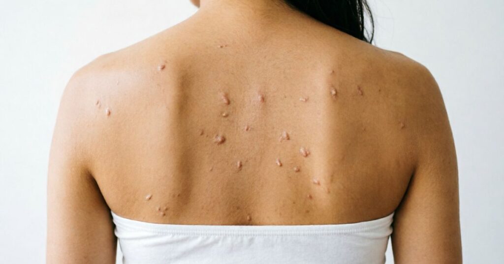 back acne causes showing pimples on back skin