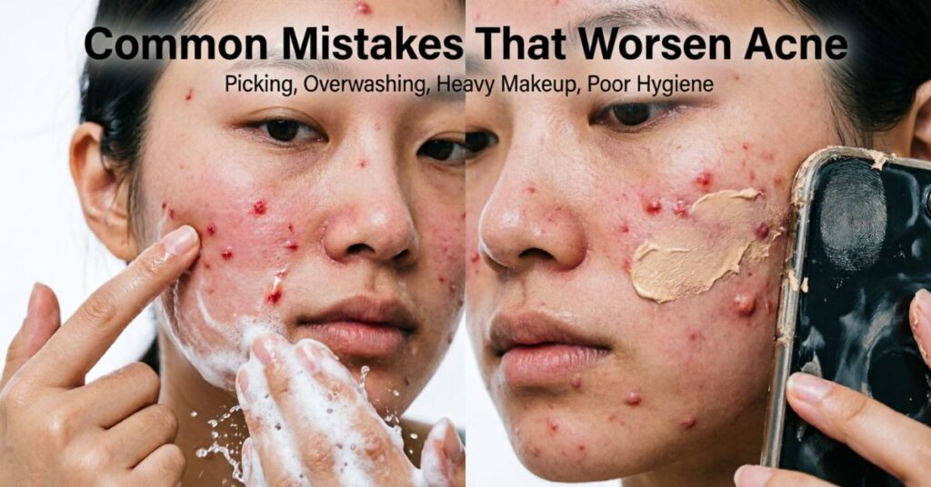  acne on cheeks meaning common mistakes picking pimples overwashing heavy makeup poor hygiene