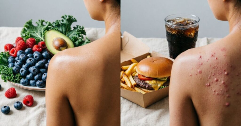 diet and food choices affecting back acne and skin health