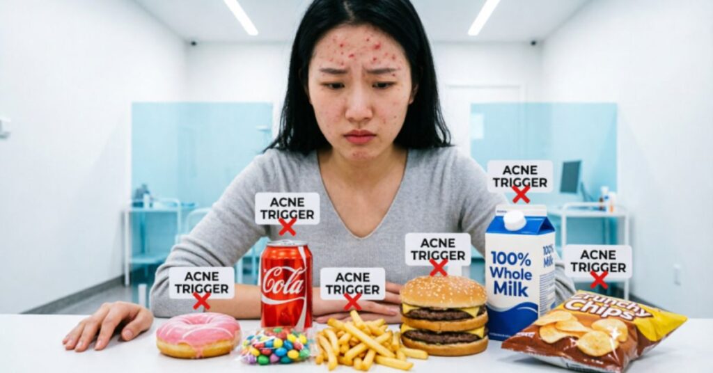 foods trigger forehead acne