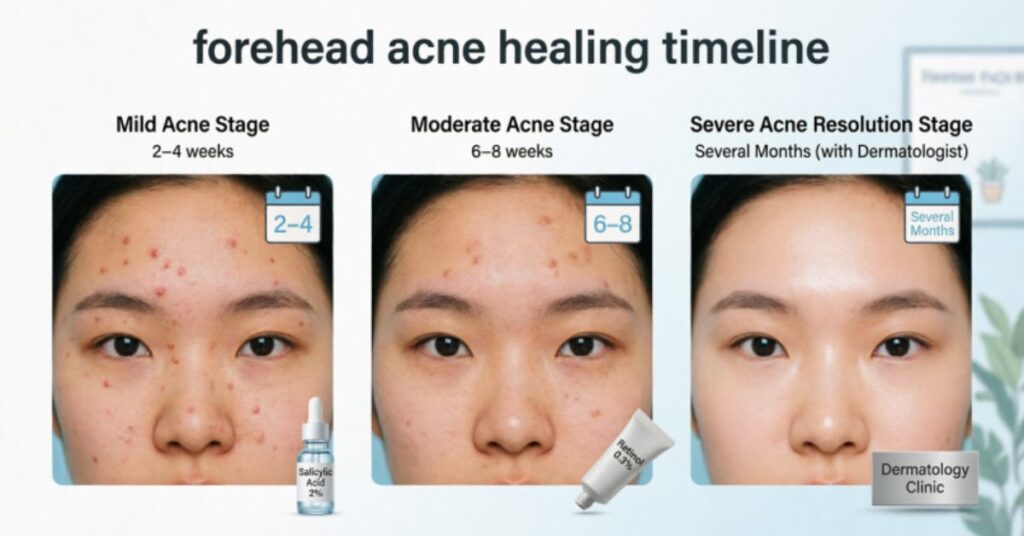 forehead acne healing time