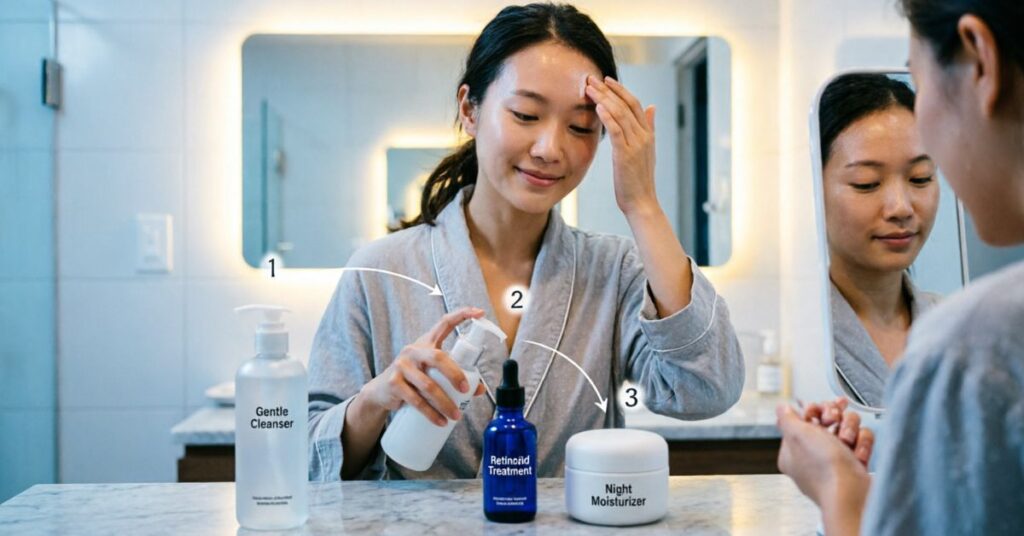 forehead acne night routine