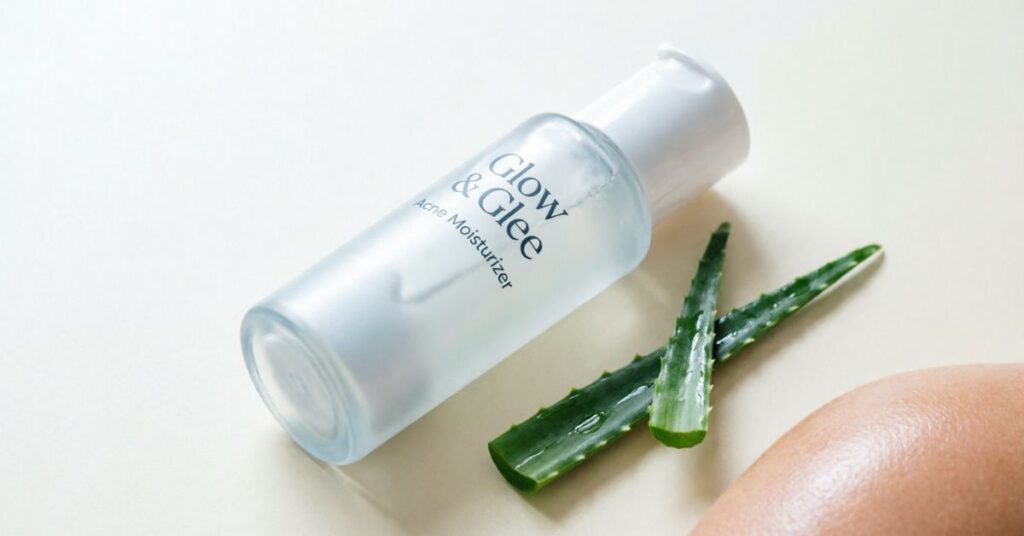 Glow & Glee Acne Moisturizer oil-free lightweight lotion for oily skin that helps reduce acne and provides non-greasy hydration