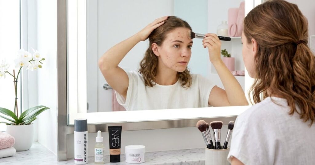 makeup forehead acne