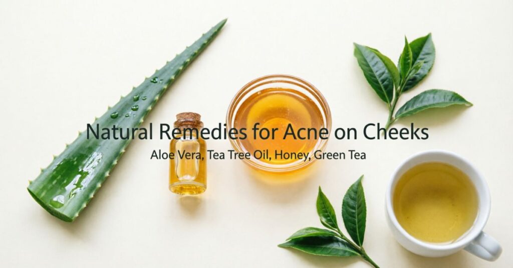  acne on cheeks meaning natural remedies aloe vera tea tree oil honey green tea skincare