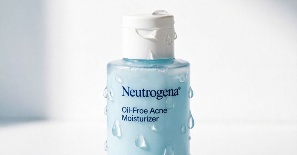 Neutrogena Oil-Free Acne Moisturizer with salicylic acid for acne treatment, lightweight oil-free lotion that hydrates skin and prevents breakouts