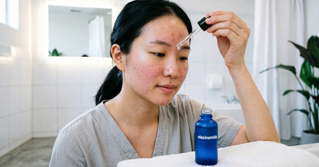 niacinamide forehead acne treatment