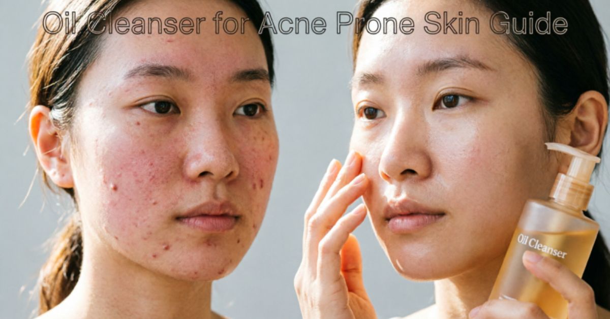 oil cleanser for acne prone skin skincare routine with before and after effect