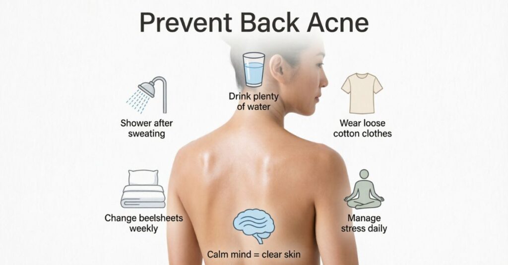 Back Acne Causes: Complete Guide to Clear Skin back acne prevention tips showing hygiene clothing and healthy lifestyle