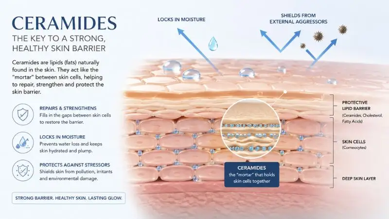 Ceramides for skin helping restore moisture and repair skin barrier