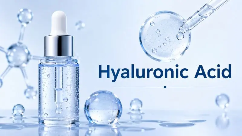 Young woman with acne-prone skin applying a hyaluronic acid serum to boost hydration without clogging pores.