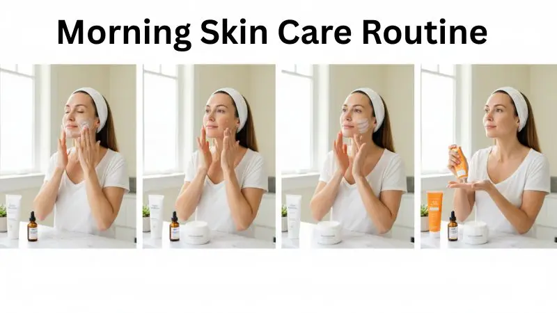 Simple anti aging skincare routine including cleanser, vitamin C serum, moisturizer, and sunscreen for healthy youthful glowing skin