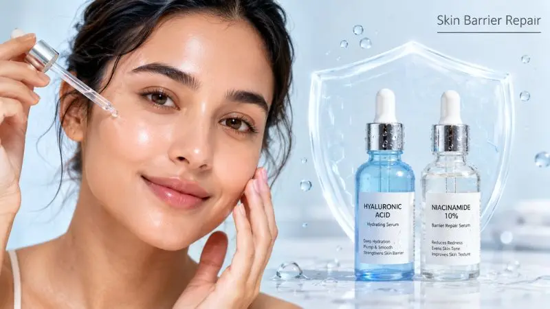 Niacinamide and hyaluronic acid benefits for skin barrier repair and hydration