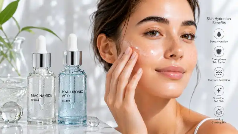 Niacinamide and hyaluronic acid benefits for skin hydration and moisture retention