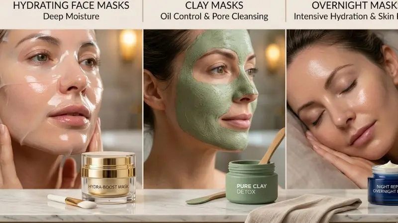 Weekly skincare treatments including hydrating face masks, clay masks, and overnight masks for naturally glowing and healthy skin.