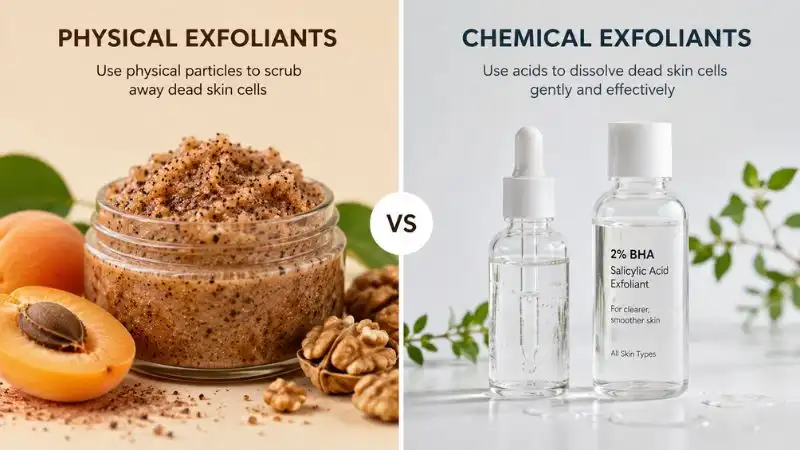 Physical scrubs vs chemical exfoliator for acne skin irritation