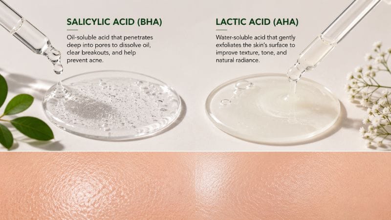 AHA BHA PHA chemical exfoliating peeling solutions