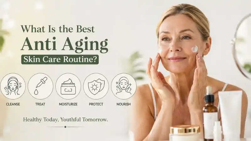 Woman applying face cream while following the Best Anti Aging Skin Care Routine for healthy, youthful-looking skin.