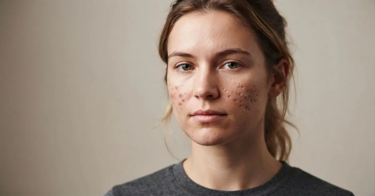 Acne marks vs true scars showing flat dark marks and textured acne scars