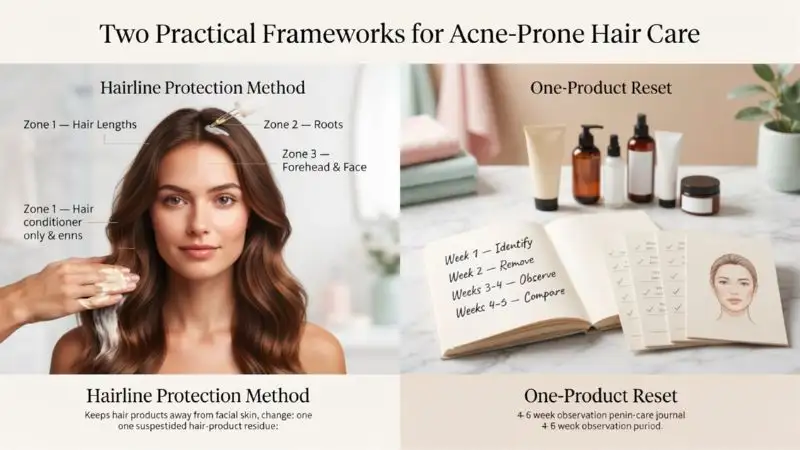 Hair products cause forehead acne: hairline protection and one-product reset method