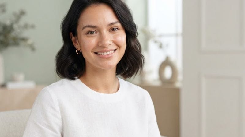 Woman with natural skin on GlowVixa contact us page