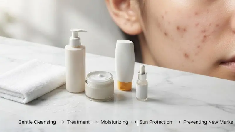Daily skincare routine to prevent acne marks and scars