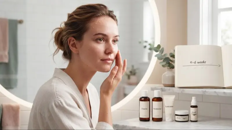 Hair products cause forehead acne and gradual improvement over 4 to 6 weeks