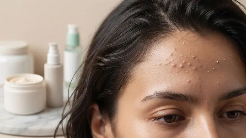 Hair products cause forehead acne along the hairline