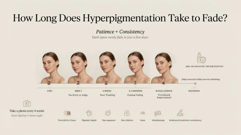How long hyperpigmentation takes to fade with consistent skincare and sunscreen