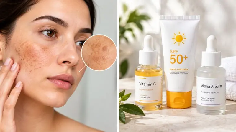 best treatment for hyperpigmentation on face with vitamin C alpha arbutin and sunscreen