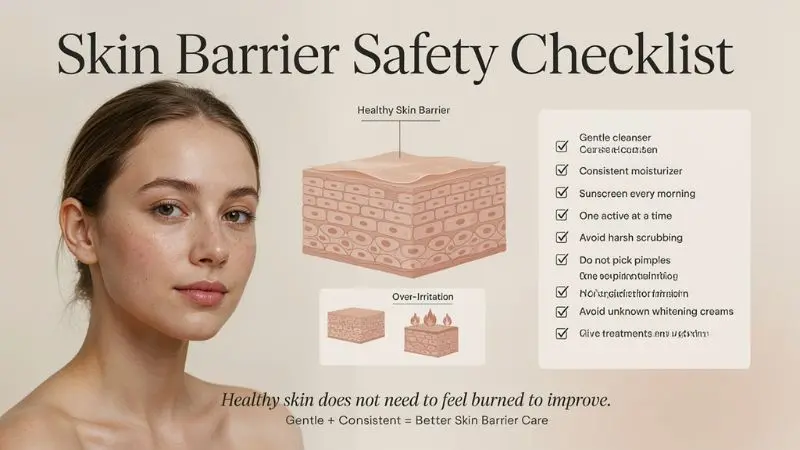 Skin barrier safety checklist for protecting skin from irritation and hyperpigmentation