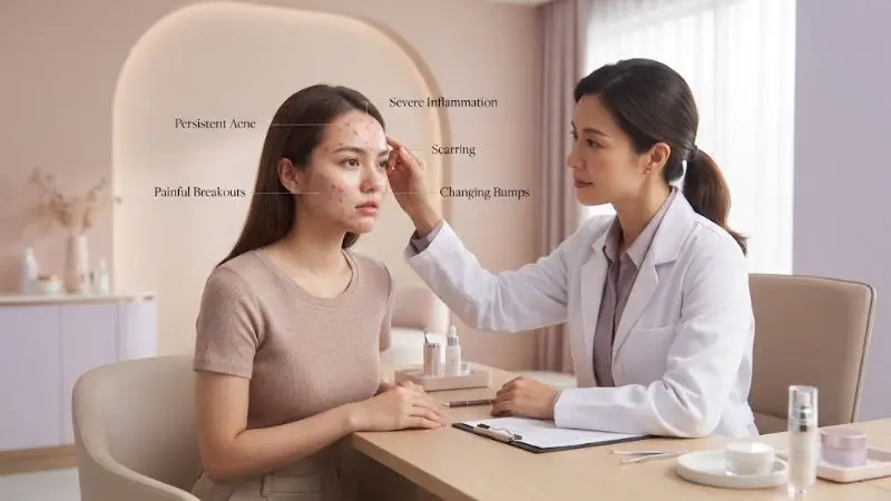 when to see a dermatologist for forehead acne